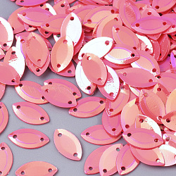 Ornament Accessories, PVC Plastic Paillette/Sequins Links connectors, AB Color, Horse Eye, Hot Pink, 9x5x0.5mm, Hole: 0.8mm, about 2500pcs/50g(X-PVC-R022-024F)