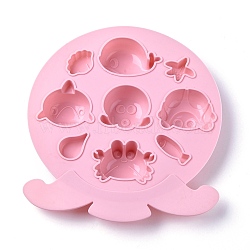 Sea Life Shape Food Grade Silicone Molds, Baking Molds, for Fondant, Pudding, Cake, Candy, Cookie, Ice Cube Making, Pink, 228x210x28mm, Inner Diameter: 25~55x15~68mm(DIY-E035-10)