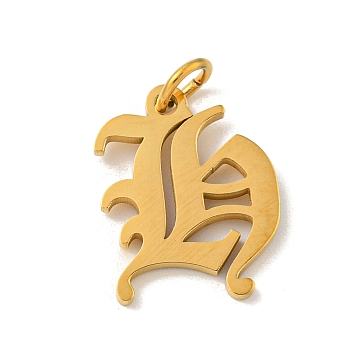 Ion Plating(IP) 304 Stainless Steel Charms, Laser Cut, Golden, Letter Charm, Letter H, 15.5x12x1.5mm, Hole: 3mm