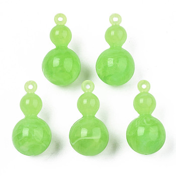 Acrylic Pendants, Imitation Gemstone Style, Gourd, Light Green, 27x13mm, Hole: 1.4mm, about 270pcs/500g