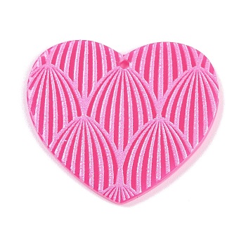 Acrylic Pendants, Heart, Pearl Pink, 29x34x2.3mm, Hole: 1.8mm