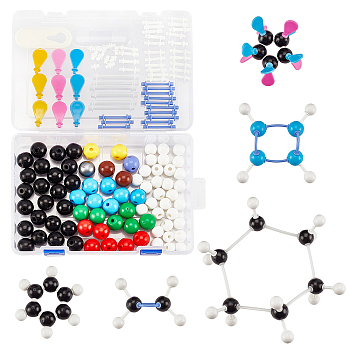 Chemistry Plastic Molecular Model Kit, Organic and Inorganic Modeling, for Brisk Learner Kids Scientist, Mixed Color, 160x250x58mm