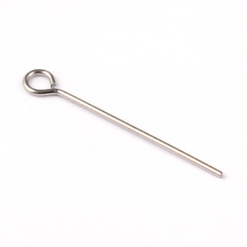 304 Stainless Steel Eye Pin, Stainless Steel Color, 22mm, Hole: 2mm, Pin: 0.8mm