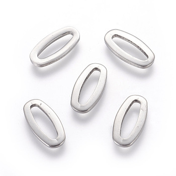 201 Stainless Steel Linking Rings, Oval, Stainless Steel Color, 17x8.5x1.5mm, Hole: 3.5x12mm