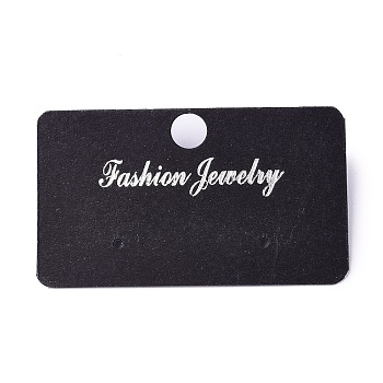 Plastic Jewelry Display Cards, for Hanging Earring Display, Rectangle, Black, 30.5x51.5x6mm, Hole: 1.4mm and 6mm, 100sheets/bag