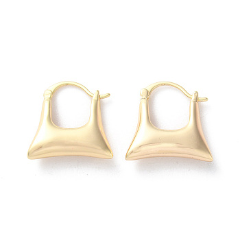 Rack Plating Brass Hoop Earrings, Long-Lasting Plated, Real 18K Gold Plated, 19x18.5x5mm, Pin: 0.7mm