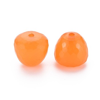 Transparent Acrylic Beads, Dyed, Faceted, Teardrop, Dark Orange, 15x14.5mm, Hole: 2mm, about 243pcs/500g