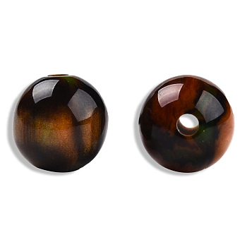 Resin Beads, Imitation Gemstone, Round, Gold, 12mm, Hole: 1.6~1.8mm
