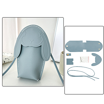 Rabbit DIY PU Leather Phone Bag Making Kits, Light Blue, 18.5x14x5.5cm