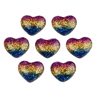 16mm Colorful Heart Resin Cabochons