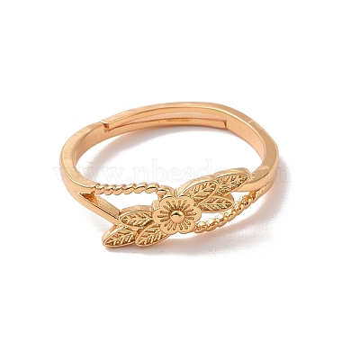 Brass Flower of Life Adjustable Ring for Women(RJEW-P034-02G)-2