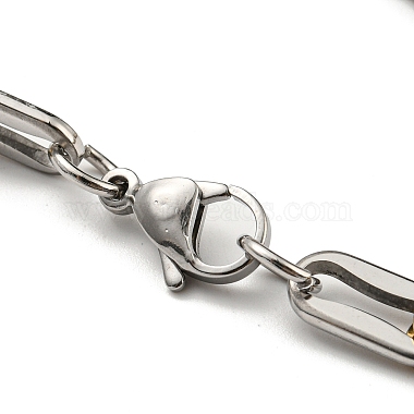 Ion Plating(IP) Two Tone 304 Stainless Steel Oval Link Chain Bracelet(BJEW-B078-04GP)-3