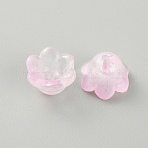 Glass Beads, Flower, Pink, 11~11.5x7.5mm, Hole: 1.2mm(GLAA-WH0033-52D)