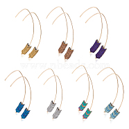 7 Pairs 7 Colors Natural Hematite Arrow Dangle Earrings, Light Gold Brass Jewelry for Women, Mixed Color, 54mm, Pin: 1mm, 1 Pair/color(EJEW-AN0001-43)