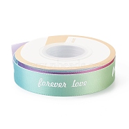 Gradient Polyester Ribbon, Single Face Printed Ribbon, Word Forever Love Pattern, for Bows Gift Wrapping, Colorful, 3/4 inch(20mm), about 25 yards/roll(22.86m/roll)(SRIB-I005-01A-02)