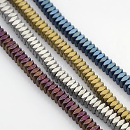 Frosted Square Electroplate Non-magnetic Synthetic Hematite Beads Strands, Mixed Color, 4.5x4.5x2mm, Hole: 1mm, about 202pcs/strand, 16 inch(G-P046-08)