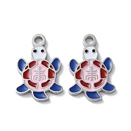 304 Stainless Steel Pendants, with Enamel, Turtle Charm, Stainless Steel Color, 17x11x1.5mm, Hole: 1.8mm(STAS-C083-07P-02)
