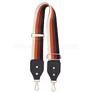 Cotton Fabric & PU Leather Bag Straps, with Alloy Swivel Clasps, with Stripe Pattern, Bag Replacement Accessories, Dark Orange, 87~132x5~5.6cm(FIND-WH0001-55A)