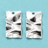 Eco-friendly Brass Pendants, Cadmium Free & Lead Free, Textured Rectangle Charm, 925 Sterling Silver Plated, 17x9.5x1.5mm, Hole: 1.2mm(KK-M257-04S)