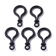 Opaque Solid Color Bulb Shaped Plastic Push Gate Snap Keychain Clasp Findings, Black, 57.5x32x12mm, Hole: 6mm(KY-T021-01A)
