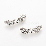 Tibetan Style Alloy Beads, Wing, Cadmium Free & Lead Free, Antique Silver, 7x22x3mm, Hole: 1mm(X-TIBEB-Q067-31AS-RS)