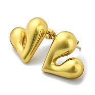 Ion Plating(IP) 304 Stainless Steel Stud Earrings, Heart, Golden, 17x19mm(EJEW-C071-04G)