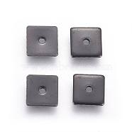 304 Stainless Steel Spacer Beads, Square, Electrophoresis Black, 6x6x0.9mm, Hole: 1.2mm(STAS-G193-08A-B)