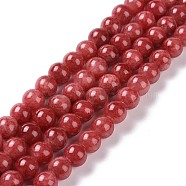 Natural Persian Jade Beads Strands, Dyed, Round, Red, 8mm, Hole: 1.2~1.5mm, about 50pcs/strand, 16 inch(X-G-D434-8mm-08)