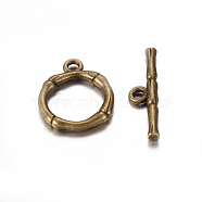 Alloy Toggle Clasps, Lead Free and Cadmium Free, Antique Bronze, Size: Ring: about 20.5x17mm, Hole: 2mm, Bar: 26x6x3mm, Hole: 2mm(PALLOY-EA9143Y-AB-RS)
