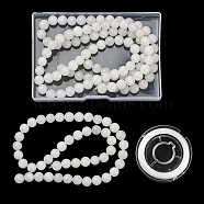 DIY Stretch Bracelet Making Kits, Including 3 Strands Round Natural White Jade Beads and Elastic Thread, Clear, 8mm, Hole: 1mm, about 49pcs/strand, 15.16''(38.5cm), 3 strands(G-SZ0001-56)