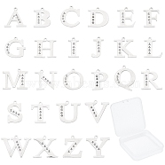 SUNNYCLUE 304 Stainless Steel Letter Pendant Rhinestone Settings, Alphabet, Letter A~Z, Stainless Steel Color, Letter A~Z, 26pcs/box(STAS-SC0001-77P)