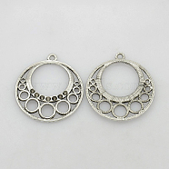 Alloy Pendants, Lead Free and Cadmium Free, Flat Round, Antique Silver Color, 28.5x1.5mm, Hole: 1.5mm(EA11846Y)