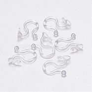 Plastic Clip-on Earring Findings, Clear, 11x9x3.5mm, Hole: 0.5mm(KY-P007-G01)