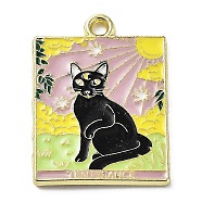 Word Temperance Alloy Enamel Pendants, Golden, Black Cat Tarot Charm, Thistle, 27x20x1.5mm, Hole: 2mm(ENAM-M062-01A-G)