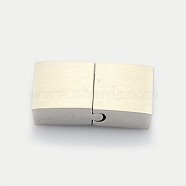 Rectangle 304 Stainless Steel Matte Magnetic Bracelet Clasps,  with Glue-in Ends, Stainless Steel Color, 23.5x12x5mm, Hole: 3x10mm(STAS-I011-04A)