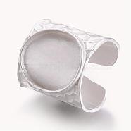Cuff Brass Pad Finger Ring Settings, Size 9, Matte Silver Color, Tray: 16.5x15mm, 19mm(KK-E703-01MS)