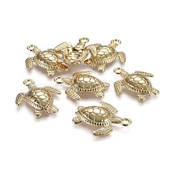 Tibetan Style Alloy Pendants, Ocean Theme, Lead Free & Nickel Free & Cadmium Free, Sea Turtle, Real 14K Gold Plated, 28.5x24.5x4.5mm, Hole: 2.5mm(X-TIBEP-A040-039G-NR)