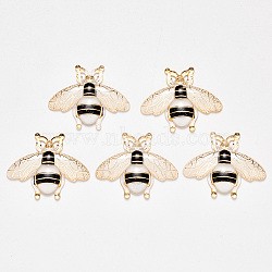 Transparent Acrylic Pendants, with Plated Bottom, Bees, Antique White, 26.5x32.5x4mm, Hole: 1mm(X-TACR-R140-07G)