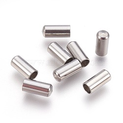 201 Stainless Steel Cord End Caps, Stainless Steel Color, 8.5x4mm, Hole: 3mm(X-STAS-P207-05P-A)