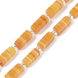 Handmade Lampwork Beads Strands, Rectangle with seed Beads, Orange, 10~11x4.5x4mm, Hole: 0.8mm, about 32~33pcs/strand, 15.94''(40.5cm)(LAMP-Q037-01B-01)