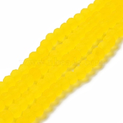 Transparent Glass Beads Strands, Faceted, Frosted, Rondelle, Gold, 4mm, Hole: 1mm(EGLA-A034-T4mm-MD17)