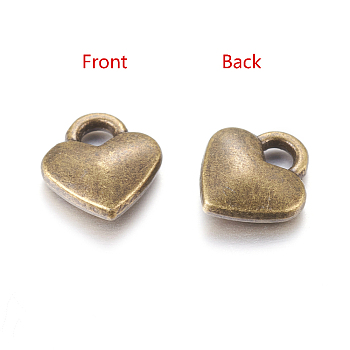 Tibetan Style Alloy Charms, Cadmium Free & Lead Free, Heart, Antique Bronze, 8x7x2.5mm, Hole: 2mm