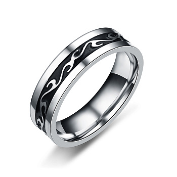 201 Stainless Steel Dragon Pattern Finger Rings for Men, Stainless Steel Color, US Size 10(19.8mm)