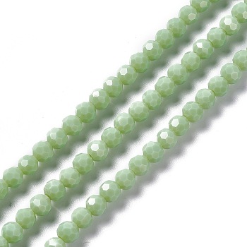 Faceted(32 Facets) Glass Beads Strands, Round, Dark Sea Green, 6x5.5mm, Hole: 1.2mm, about 95pcs/strand, 22.24''(56.5cm)