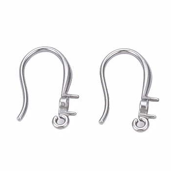 316 Surgical Stainless Steel Hook with Rhinestone Settings and Horizontal Loop, Ear Wire, Stainless Steel Color, Fit For 3mm Rhinestone, 11x16.5mm, Hole: 1mm, 21 Gauge, Pin: 0.7mm