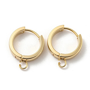 201 Stainless Steel Huggie Hoop Earrings Findings, with Vertical Loop, with 316 Surgical Stainless Steel Earring Pins, Ring, Real 24K Gold Plated, 16x4mm, Hole: 2.7mm, Pin: 1mm