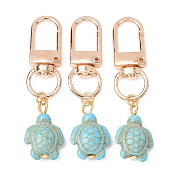 20Pcs Sea Turtle Synthetic Turquoise Pendant Decorations, with Alloy Swivel Clasps, Pale Turquoise, 55mm