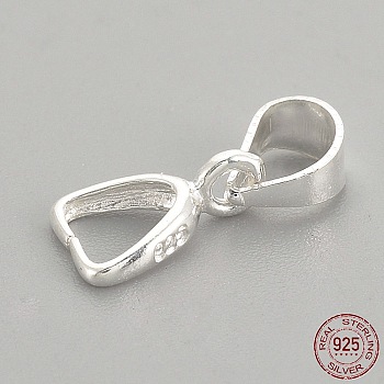 925 Sterling Silver Pendants, Ice Pick & Pinch Bails, with 925 Stamp, Silver, 12mm, Hole: 4mm, Pin: 0.7mm