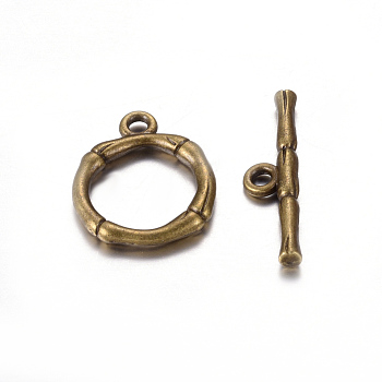 Alloy Toggle Clasps, Lead Free and Cadmium Free, Antique Bronze, Size: Ring: about 20.5x17mm, Hole: 2mm, Bar: 26x6x3mm, Hole: 2mm