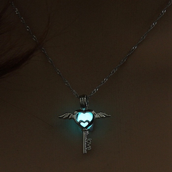 Luminous Alloy Pendants, Necklace, Halloween Theme, Key, 17.72 inch(45cm)